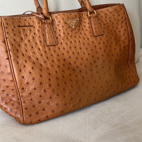 Prada Ostrich Cognac Tote Bag - Picture 11 of 14